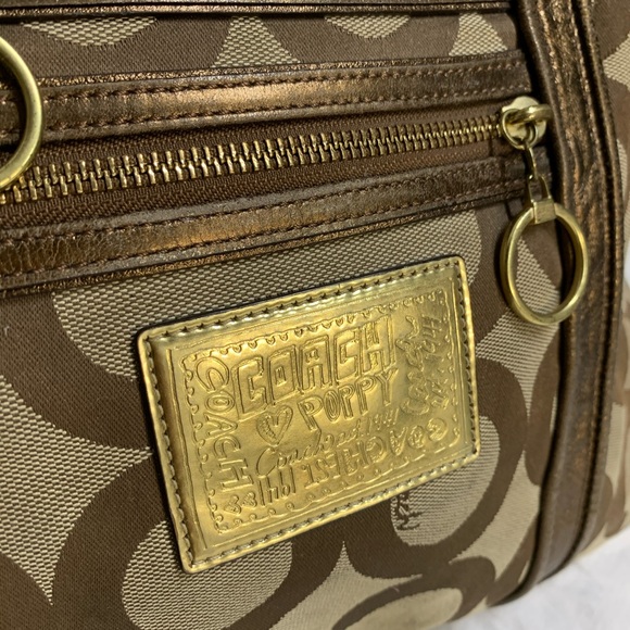 Coach Poppy Beige Gold Bronze Tote Bag - Picture 4 of 8